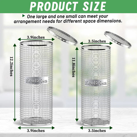 Product size comparison of 2 Pack Underground Worm Composting Bin Set Durable Metal Wire Bins With Holes And Lid for garden use.