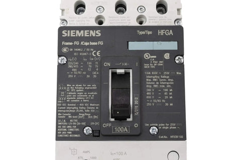 Heavy Duty 100 Amp Circuit Breaker Three Pole 480 Volt Unit With 65Ka Interrupt Rating Class H Voltage Limiting Tech front view.