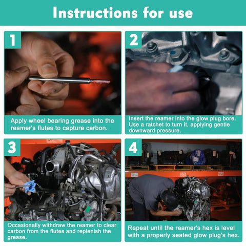 Step-by-step guide using Duramax Glow Plug Bore Reamer Tool For 6.6L 3.0L 2.8L Diesel Engines