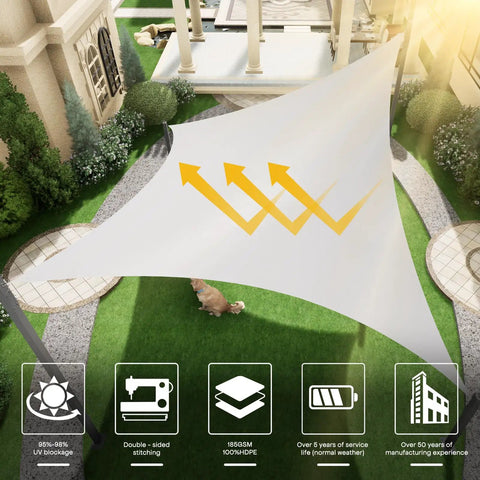 16x20 Sun Shade Sail Canopy 95% UV Block Outdoor Cover For Backyards, Patios And Gardens, Built Tough HDPE Fabric