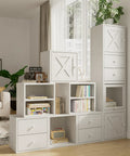 Stackable Cube Storage Organizer For Home And Office DIY Modular Shelving Cubes For Books Clothes Toys And Decor Built With Sturdy 18mm Panels Hidden Bolts Anti Tip Kit Mortise And Tenon Joints Free Stacking Design In White Washed Finish