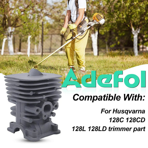35Mm Cylinder Piston Kit For Husqvarna 128C 128CD 128L 128LD String Trimmer displayed with person operating trimmer