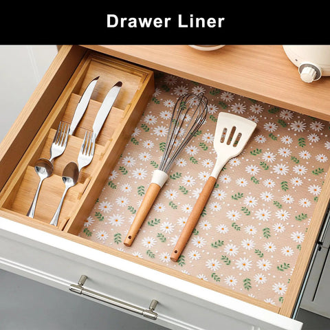 Non Adhesive Eva Shelf Liner Kitchen Cabinet And Drawer Protector Easy Cut Length Self Adjusting No Slip Cushion Mat Organizers in drawer with utensils.