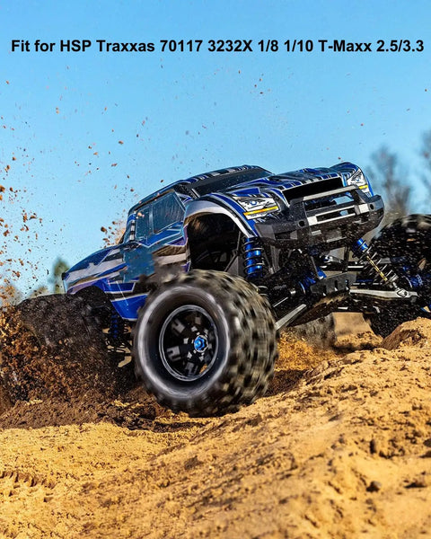 Blue RC truck on a sandy terrain, compatible with Six Pack N4 Hot Glow Plugs No 4 For Nitro RC Engines Glow Plug Set Fits OS Traxxas