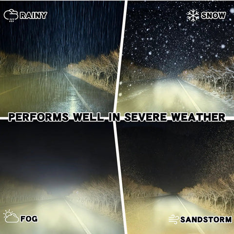 3500K Amber LED Headlight Upgrade for E-Bikes and Off Road Rides with High Lumen under rainy, snowy, foggy, sandstorm conditions