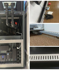 Solid Grey PVC Conduit Trunking With Secure Snap Fit Cover For Ultimate No Fuss Wire Management, Legit Open Slot Cable Raceway For Clean Cord Organization And Sleek Wall Routing Solutions, 50 Piece Pack installed under furniture with cables organized and visible.