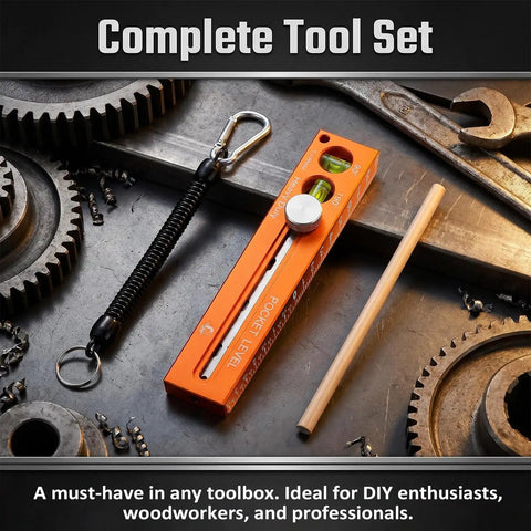 Nailed It 4-In-1 Aluminum Marking Level Ruler With Dual Industrial Magnets, Sliding Depth Gauge, And Flexible Angle Finder For Swift Woodworking And Carpentry Jobs on metal surface.