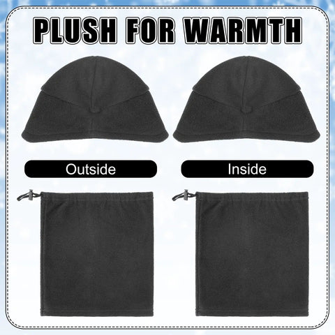 Winter Fleece 4 Piece 3 In 1 Hat Set for Men with Ear Flap, Neck Warmer, Inside and Outside Views in Classic Color