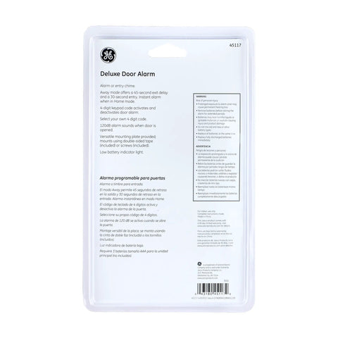 Back packaging of Wireless Alarm With Programmable Keypad For Home Security Four Digit Code To Arm Or Disarm Door Open Alert
