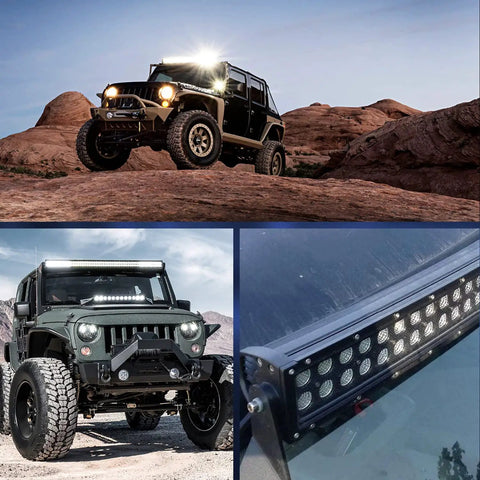 32 Inch LED Light Bar For Trucks Off Road Beefy Curved 180W Flood Spot Combo Beam Driving Lamp Work Light Kit on Jeep roof