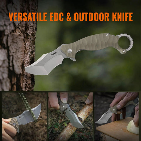 EDC Pocket Knife with 2.97 Inch 14C28N Blade, G10 Handle, versatile tool shown against tree and outdoor scenes