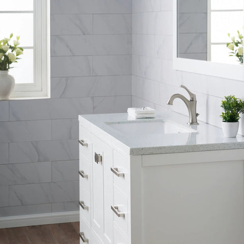 Bathroom showing Sweet Value 23 Inch Rectangular Undermount White Porcelain Ceramic Bathroom Sink With Overflow Scratch Resistant Glazed Surface