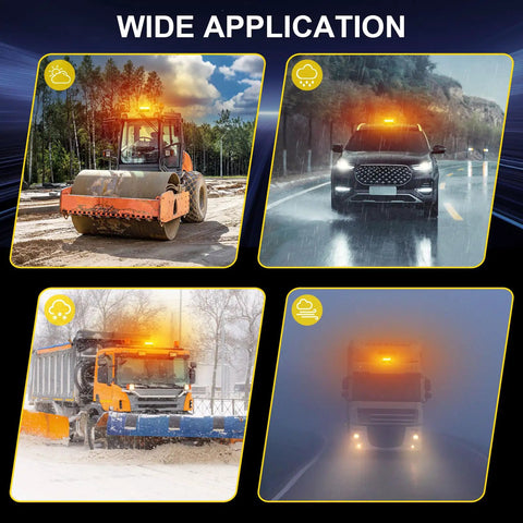 Badass Solar LED Amber Beacon Light With Weather Resistant Magnetic Base And Rechargeable Rotating Strobe Lamp For Pickups Tractors Golf Carts And Job Site Rigs on road machinery and vehicles.