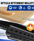 Close-up of 5mm MDF boards and double-layer column for Three Pack 71 Inch High Garage Shelving Unit Set 46 Inch Wide 18 Inch Deep Beefy Five Tier Adjustable Boltless Steel Shelves Ultra Sturdy Heavy Duty Metal Storage Racks Freestanding Organizer For Garage Warehouse Pantry Shop Black.