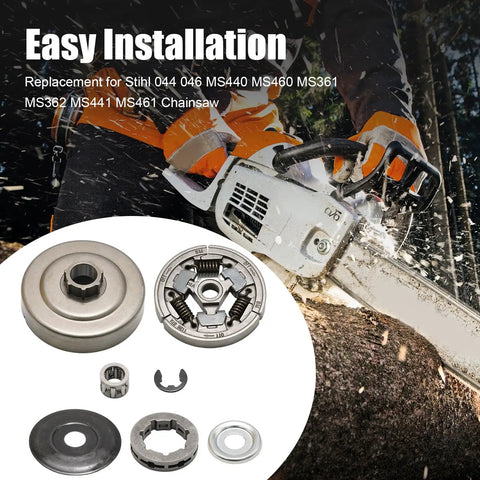 Beefed Up Clutch Drum Rim Sprocket Needle Bearing Kit Replacement for Stihl 044 046 MS440 MS460 with chainsaw and parts