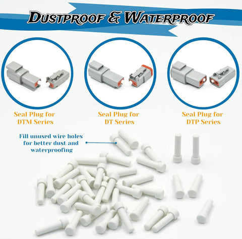 Deutsch DTM Connector Kit 60 Pieces, seal plugs for DTM, DT, DTP series, dustproof and waterproof features