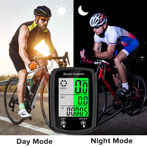 Bike Computer Odometer With Wired Speed Sensor MPH And KMH Readouts Auto Wake Up LCD Cycling Display in day and night mode