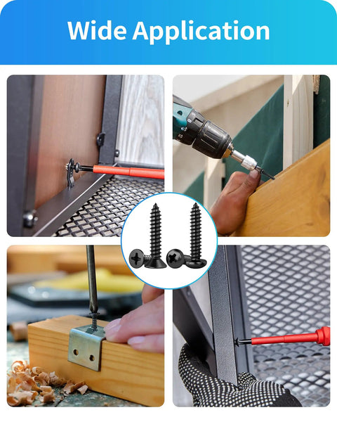Stainless Steel Self Tapping Wood Screws Kit 560 Piece Assortment With Flat Head And Round Head M3 M4 M5 M6, screws in use