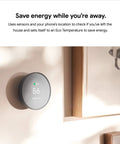 Nest Thermostat Smart Programmable WiFi Thermostat With Energy Star Certification mounted on wall in charcoal finish, displaying eco mode.