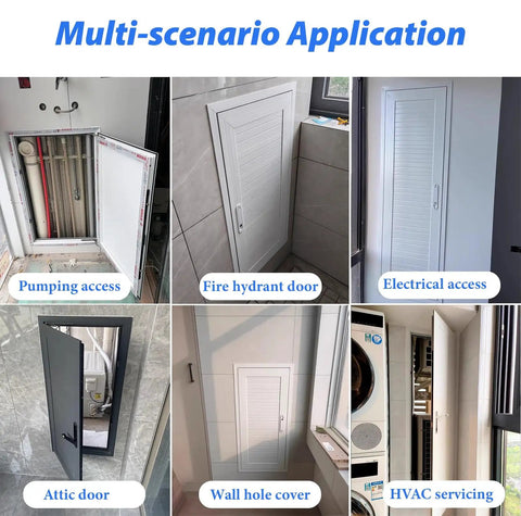 Badass Aluminum Access Panel Door For Drywall And Attics With Slick Hidden Design Honeycomb Core Waterproof Rust Proof Heat Insulated No Sweat Install For HVAC Ducts And Valves 26 By 56 Inches in multiple application scenarios.