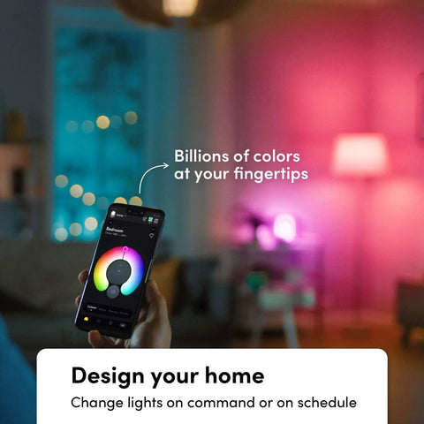Person using app to control Lit Night Vision Color LED Bulb E26 Smart RGBW With 1100 Lumens Dimmable By Voice Or App, 550 Billion Color Steps