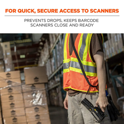 Heavy Duty Sling Style Barcode Scanner Harness With Tether Lanyard Keeps Your Scanner Close And Grab And Go Ready Drop Protection