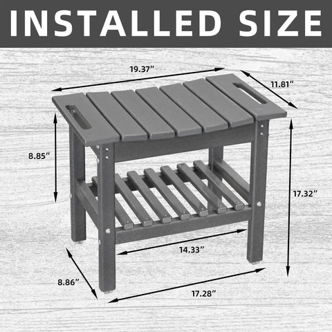 HDPE Shower Bench With Space Saving Storage Shelf Inside Shower Stool For Bathroom Use, Durable Bath Chair, Grey, Large
