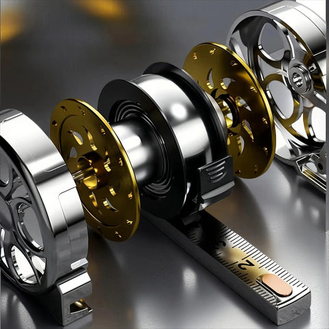 Hella Handy Keychain Tape Measure Boasting A Durable Steel Ruler Track And Totally Sick Wheel Hub Design For Pocket Ready Convenience When You Gotta Take Quick Measurements Right Now, featuring a shiny wheel hub and steel tape.