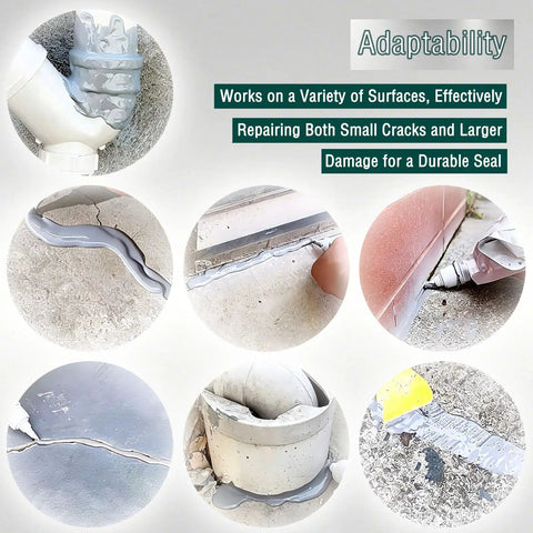 Knocking Concrete And Asphalt Cracks Right Out With This Self Leveling Driveway Sealer Kit High Flexibility Waterproof Cement Caulk applied on different surfaces sealing cracks.
