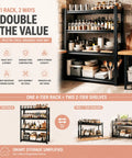 Tough As Nails 4 Tier Metal Kitchen Shelf With Adjustable Microwave Rack, powder coated, split into two 2-tier shelves.