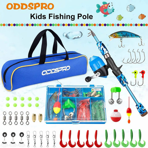 Best Value All In One Kids Fishing Pole Starter Kit With Tackle Box Reel Practice Plug And Beginner Guide Plus Travel Bag visible