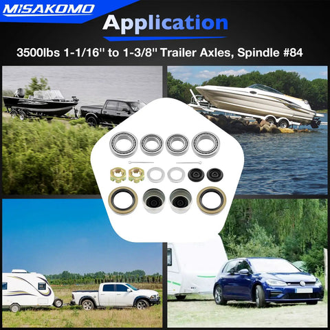 Trailer Bearings Kit For 3500 Lb Axles One And One Sixteenth Inch To One And Three Eighths Inch Spindle Two Sets Included L68149 L44649