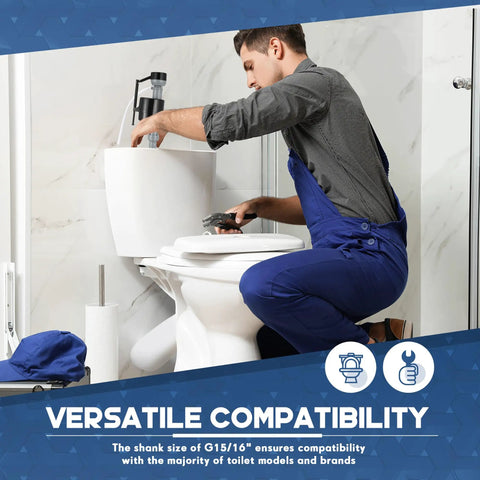 Heavy Duty Eight Count Toilet Fill Valve Replacement Kit Black Adjustable Flushing Tank Refill Stopper Assembly Built Tough installation.