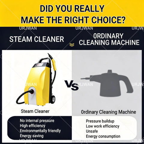 Comparison of Heavy Duty High Temp Steam Cleaner For Home And Cars vs ordinary cleaning machine, highlighting benefits and features.
