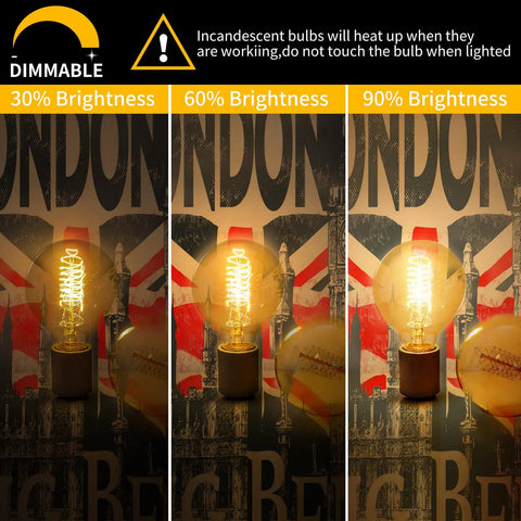 6 Pack 60W Globe Edison Bulbs G80 Vintage Spiral Filament With E26 Base Amber Glass Warm 2700K Dimmable Decorative Lighting stages