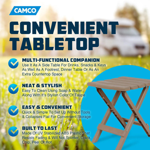 Portable Folding Outdoor Side Table for Indoor and Outdoor Use Weatherproof and Rustproof Durable Plastic Lightweight 2.9 Lb