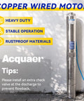1 HP 110V Deep Well Submersible Pump With 36 GPM And 207 ft Head, Stainless Steel 4 Inch Well Pump For Irrigation