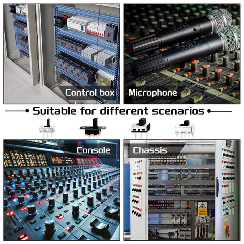 SPDT Micro Slide Switch Kit 1P2T 3 Pin Mini Toggle Switches For DIY Panel Mounting 2 Position On Off 80 Pcs Includes SS12F15 SS12F15VG6 SS12D00G SS12F44 SS12D10 used in various electronic setups