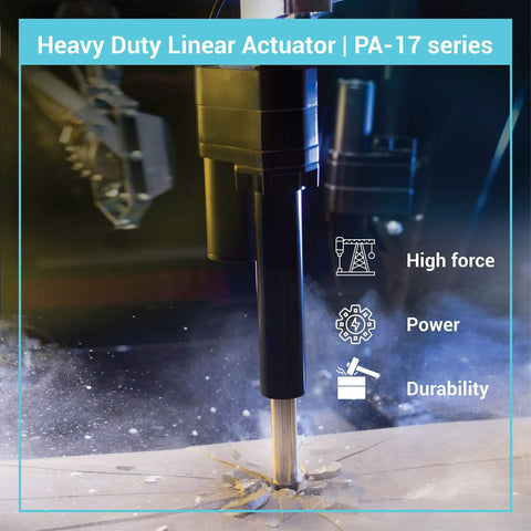 Beefy 24V High Force Linear Actuator With 12 Inch Stroke And 2000 Lbs Capacity, Heavy Duty Industrial Actuator With Feedback Potentiometer And IP65 Protection, PA-17 in operation