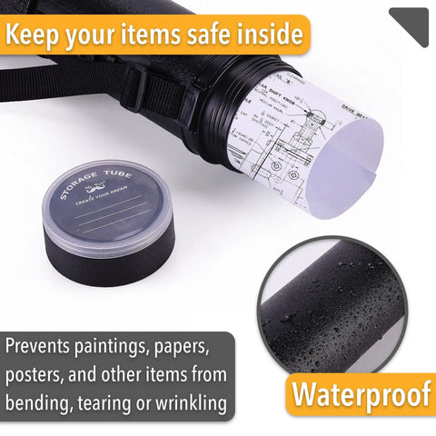 Extendable Poster Storage Tube With Strap Hits Different shielding rolled posters and blueprints. Waterproof case prevents bending.
