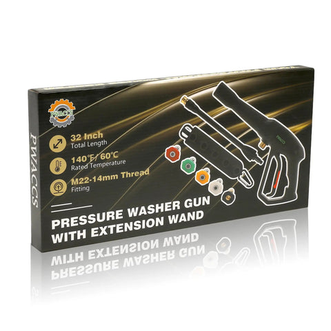 Pressure Washer Gun Replacement With Extension Wand Kit For Electric Washers packaging with nozzle set and specs