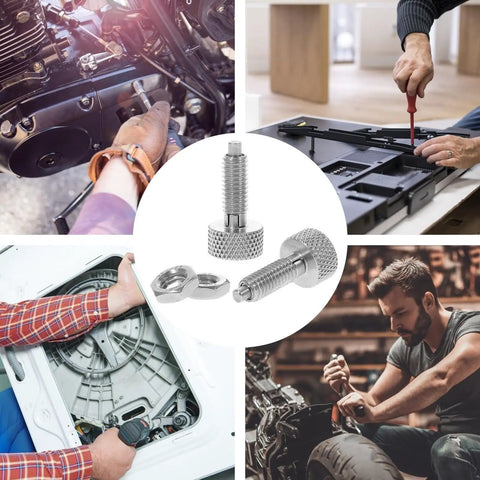 Heavy Duty Retractable Spring Plunger Kit Stainless Steel Locking Pins displayed in use for tool maintenance and assembly.