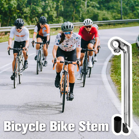 Cyclists riding road bikes with inset of Quill Stem For Road Bikes 25.4mm Clamp 22.2mm Steerer 300mm Length Aluminum Alloy