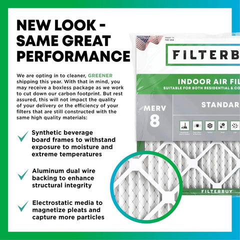 Image of a 14x14x1 MERV 8 Pleated Air Filter 4 Pack For Your Home HVAC Systems, with indoor air filter features highlighted.