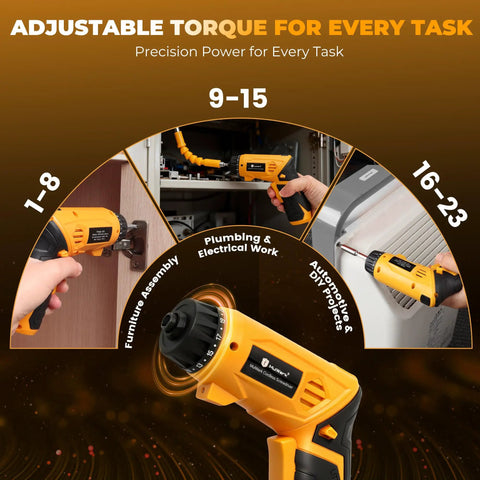 Heavy Duty 4V Cordless Electric Screwdriver Set Featuring 46 Precision Driver Bits In A Slick Carrying Case With Adjustable Torque And All Day Battery Juice For No Fuss Diy And Home Upgrades with adjustable torque settings.
