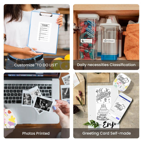 Person using Portable Mini Sticker Printer With Bluetooth Inkless Thermal Technology for photos, notes, and greeting cards.