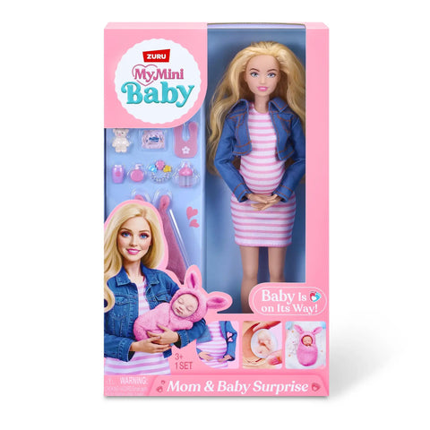 Kicksit Real With This Super Squishy Mom And Baby Surprise Playset Featuring A Drop Down Belly Reveal Fresh Nurture Kit For Smooth Role Play Brittany Baby Pack For Laid Back Vibes And Major Empathy Fun in colorful box with accessories.