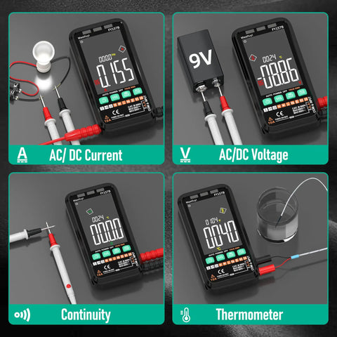 Rechargeable Digital Multimeter With Auto Ranging And Non Contact Voltage Detection TRMS 6000 Counts in use for measurements