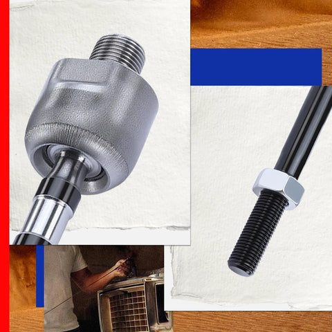Two Front Inner Tie Rod End Set For Honda Civic 2006 2011 Compatible, Two Piece Beefy Replacement Kit With Hardened Steel Studs And Sealed Sockets For Precise Steering And Long Lasting Performance. close-up threaded tie rod ends with lock nut