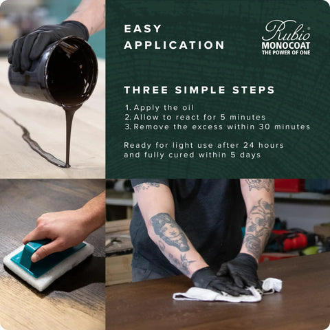 Application process of Quick Dry Eco Friendly Wood Oil Finish For Interior Floors And Furniture One Coat Linseed Hard Wax Polish With Accelerator.